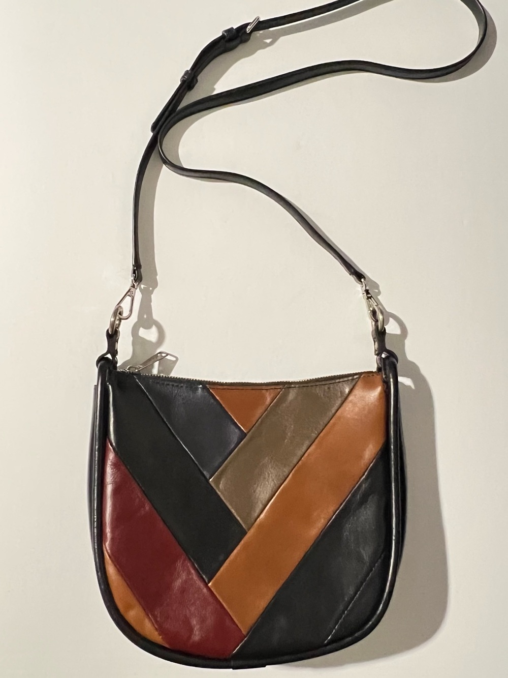 Patricia Nash Calanna Leather Hobo Crossbody Retro Colorblock